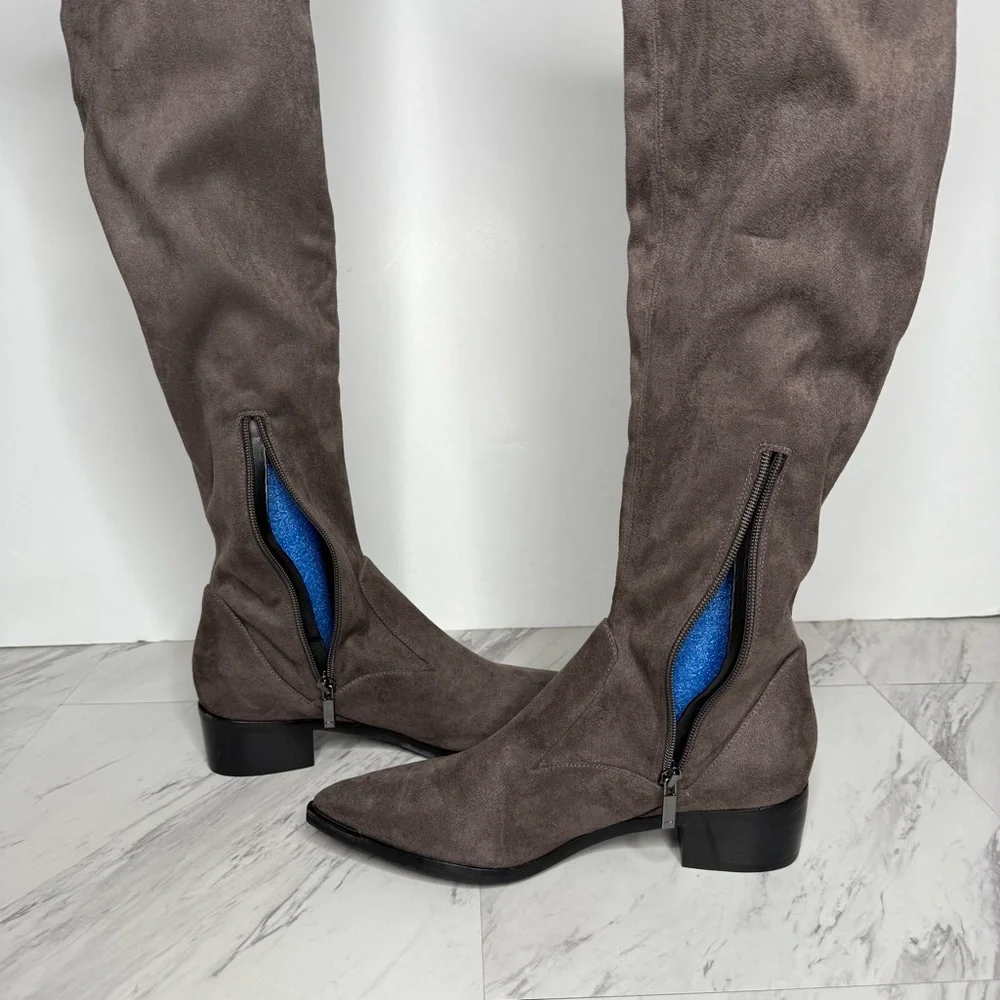 Marc Fisher Gray Pointy Toe Over The Knee Boot 8 1/2 M